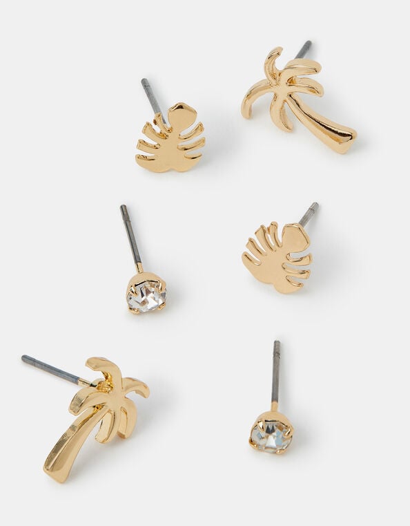 3-Pack Palm Stud Earrings, , large