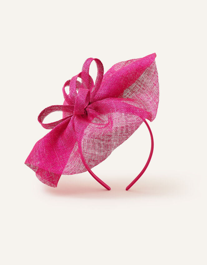 Jasmine Gathered Disc Sinamay Band Fascinator, Pink (PINK), large