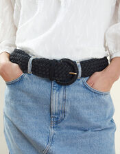 Woven Buckle Belt, Black (BLACK), large