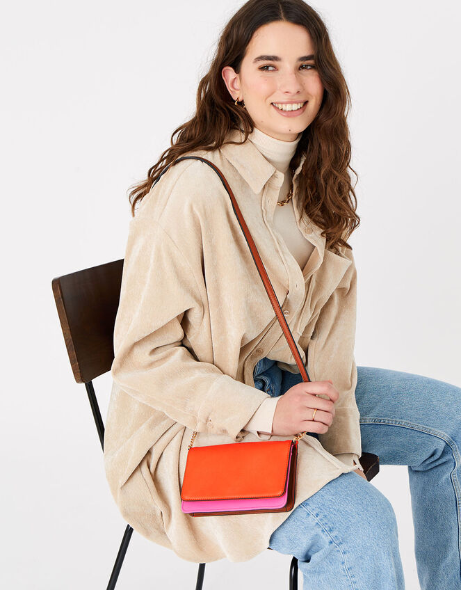 Pia Colourblock Chain Purse, Orange (ORANGE), large