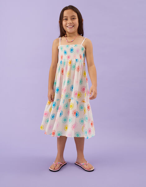 Girls Sunshine Print Dress, Multi (BRIGHTS MULTI), large