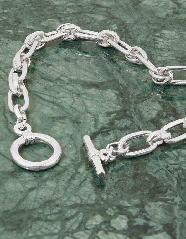 Sterling Silver Plated Twisted Link Bracelet, , large