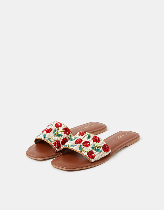 Cherry Beaded Slide Sandals, Multi (BRIGHTS MULTI), large