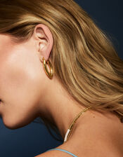 14ct Gold-Plated V-Shaped Hoop Earrings, , large