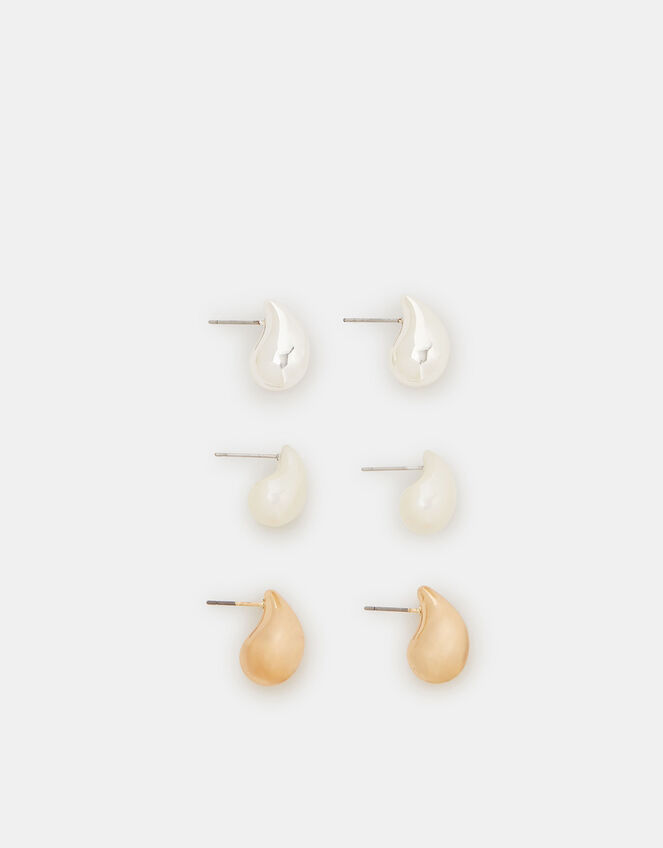 3-Pack Mini Chunky Teardrop Earrings, , large
