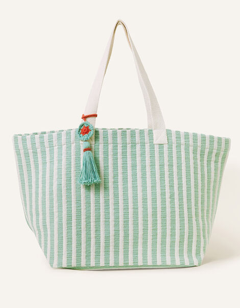 Stripe Tassel Tote Bag, , large