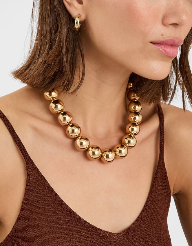 Chunky Bead Collar Necklace, , large