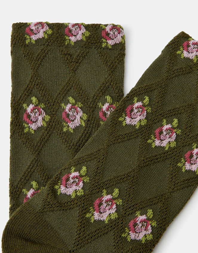 Rose Print Socks, , large