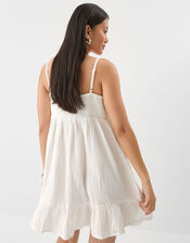 Strappy Cotton Mini Dress, Ivory (IVORY), large