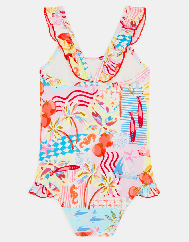 Girls Summer Print Swimsuit, Multi (PASTEL MULTI), large