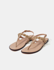 Stud Strappy Sandals, Cream (CREAM), large