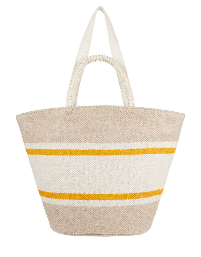 Oversized Double-Handled Basket Tote Bag, , large
