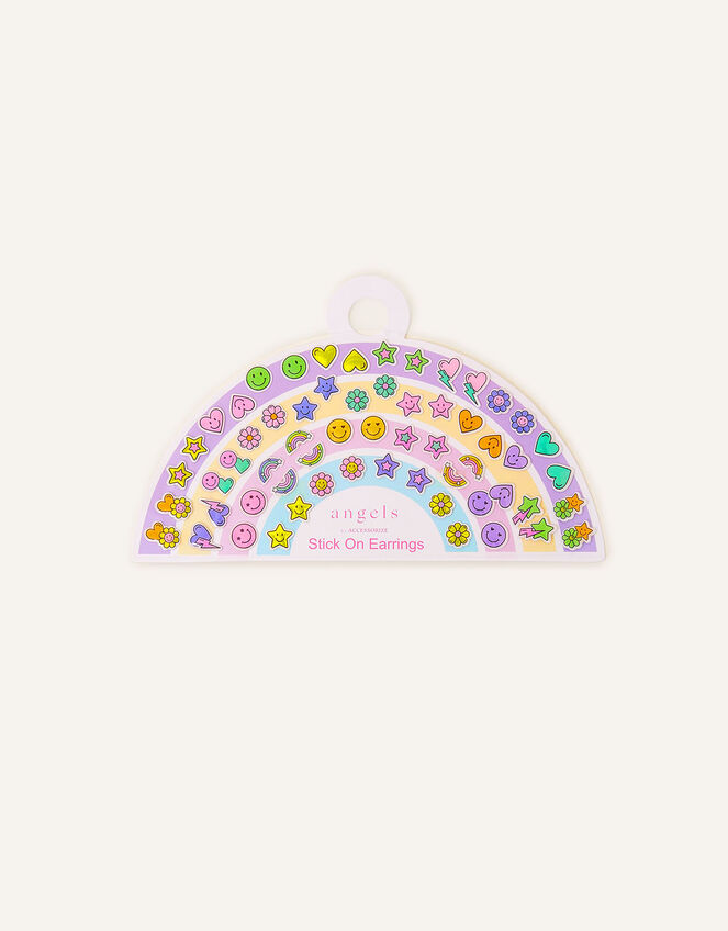 Girls Rainbow Stick On Earrings, , large