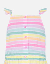 Girls Rainbow Stripe Playsuit , Multi (BRIGHTS-MULTI), large