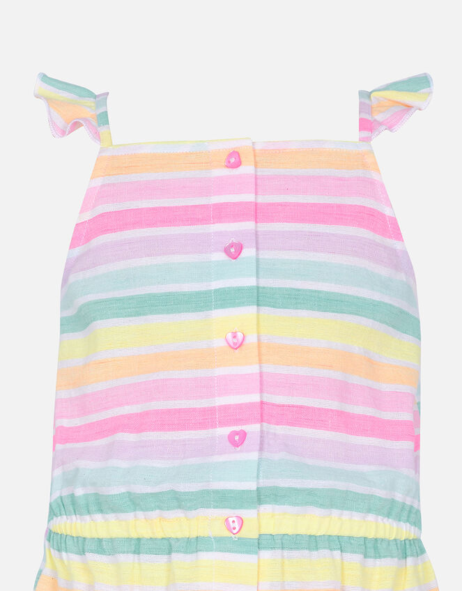 Girls Rainbow Stripe Playsuit , Multi (BRIGHTS-MULTI), large