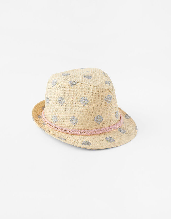 Foil Shell Print Trilby Hat, Natural (NATURAL), large