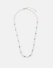 Sterling Silver-Plated Blue Quartz Station Necklace, , large