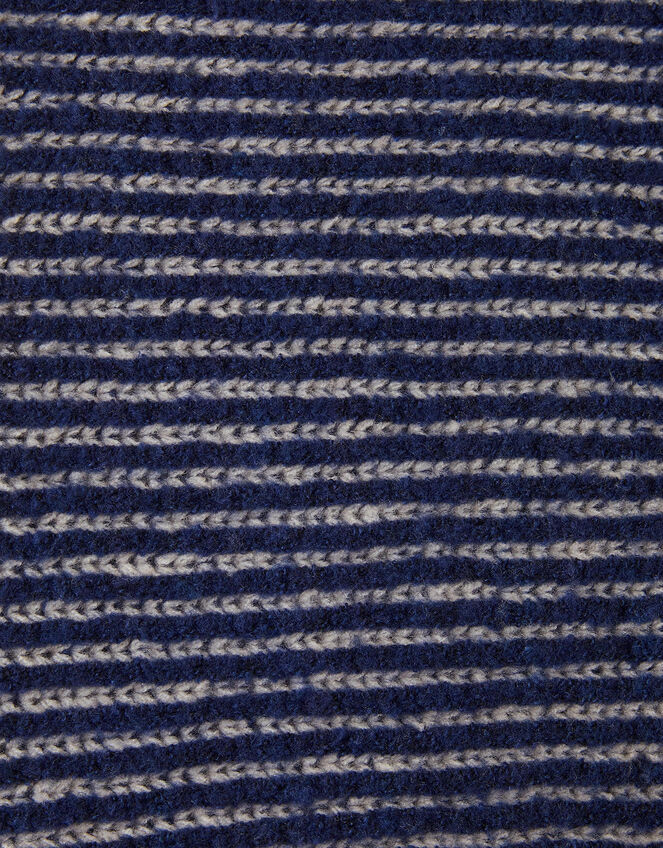 Contrast Rib Knit Scarf, Blue (NAVY), large