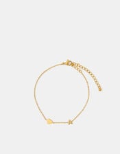 Stainless Steel Heart Initial Bracelet, Gold (GOLD), large