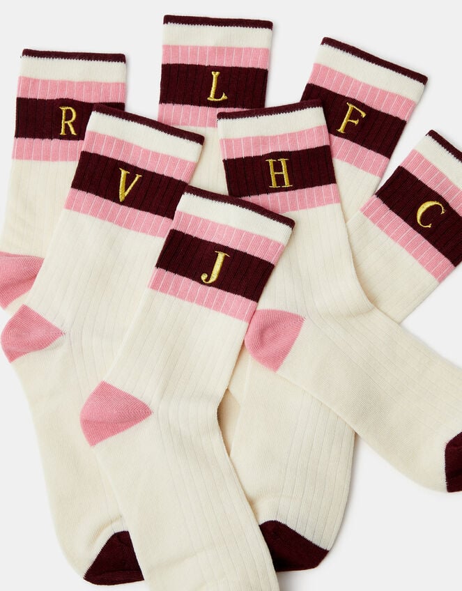 Initial Stripe Socks, Multi (BRIGHTS MULTI), large