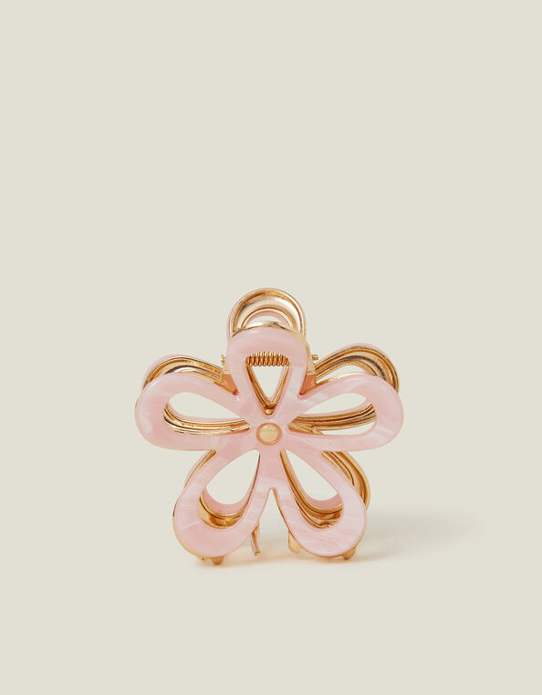Marble Metal Flower Claw Clip Pink, , large