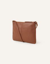 Leather Stitch Detail Cross-Body Bag, Tan (TAN), large
