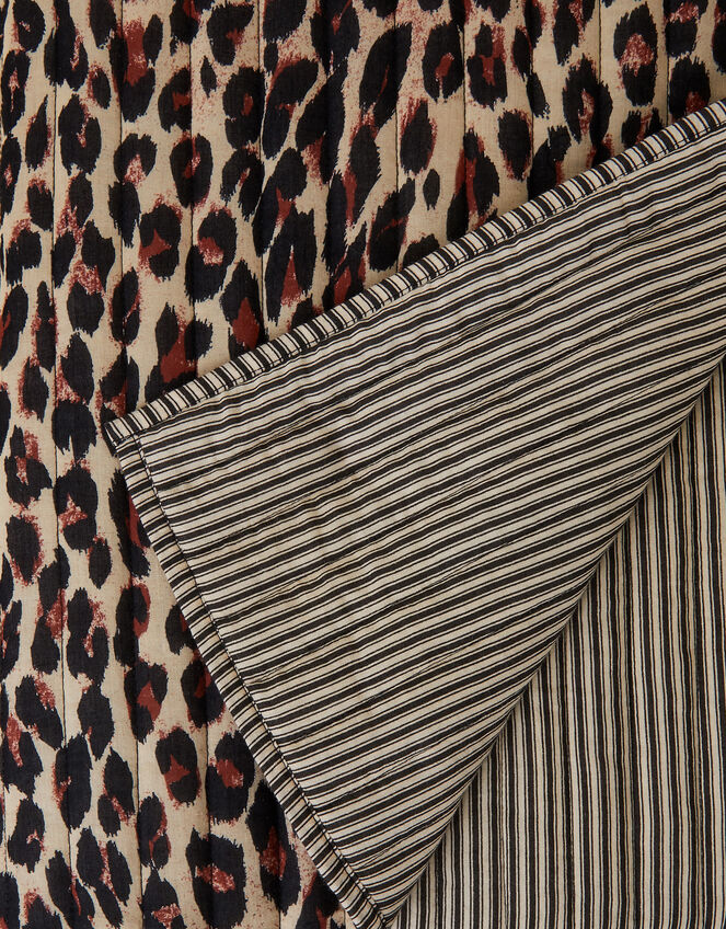 Quilted Leopard Print Throw Blanket, , large