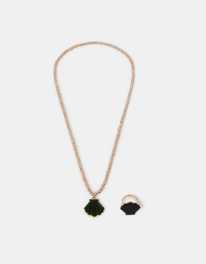 Shell Mood Ring and Necklace Set, , large