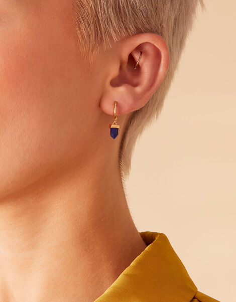 14ct Gold-Plated Lapis Lazuli Shard Earrings, , large