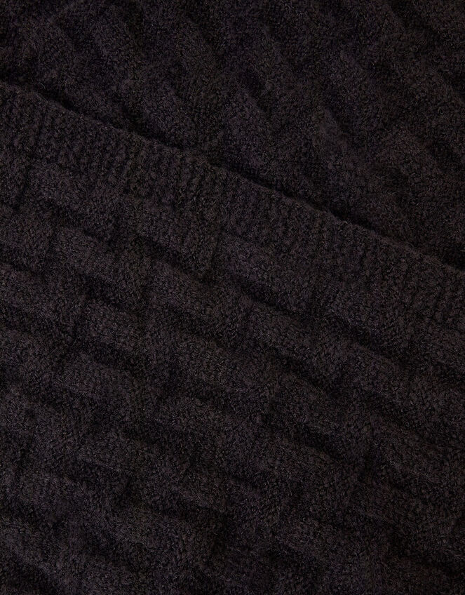 Geometric Knit Scarf, Black (BLACK), large