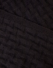 Geometric Knit Scarf, Black (BLACK), large