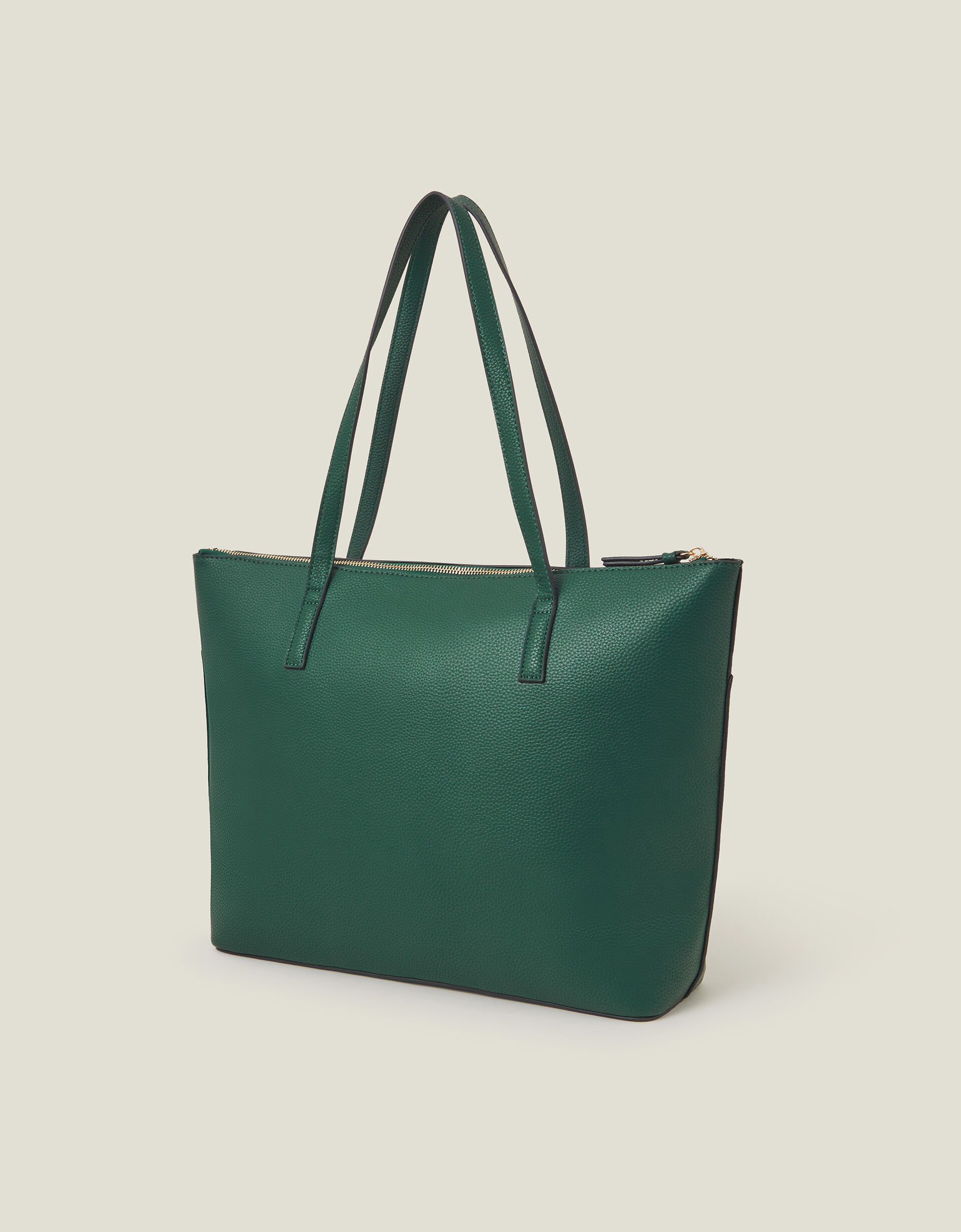 Zip Pocket Faux Leather Tote Bag