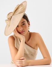 Bow Disc Fascinator, Natural (CHAMPAGNE), large