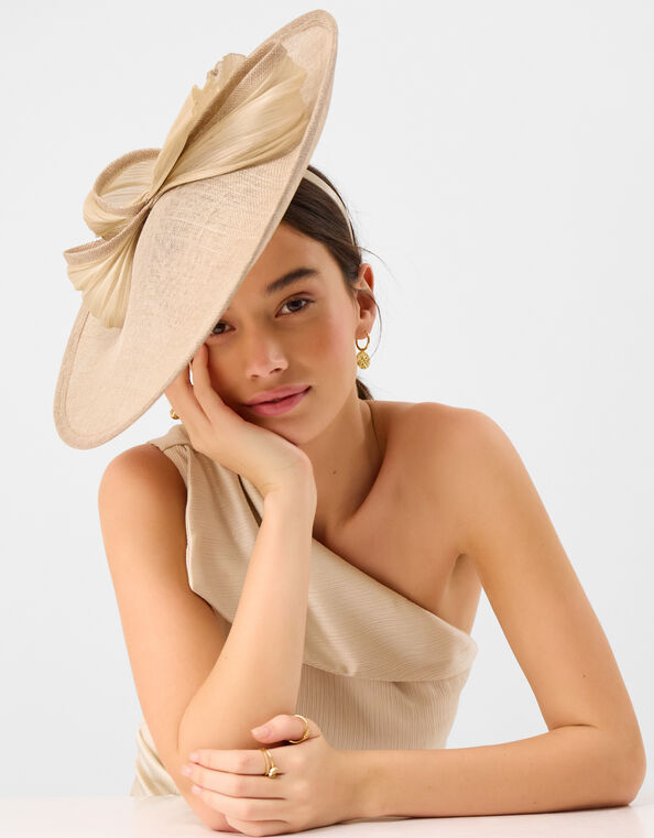 Bow Disc Fascinator, Natural (CHAMPAGNE), large