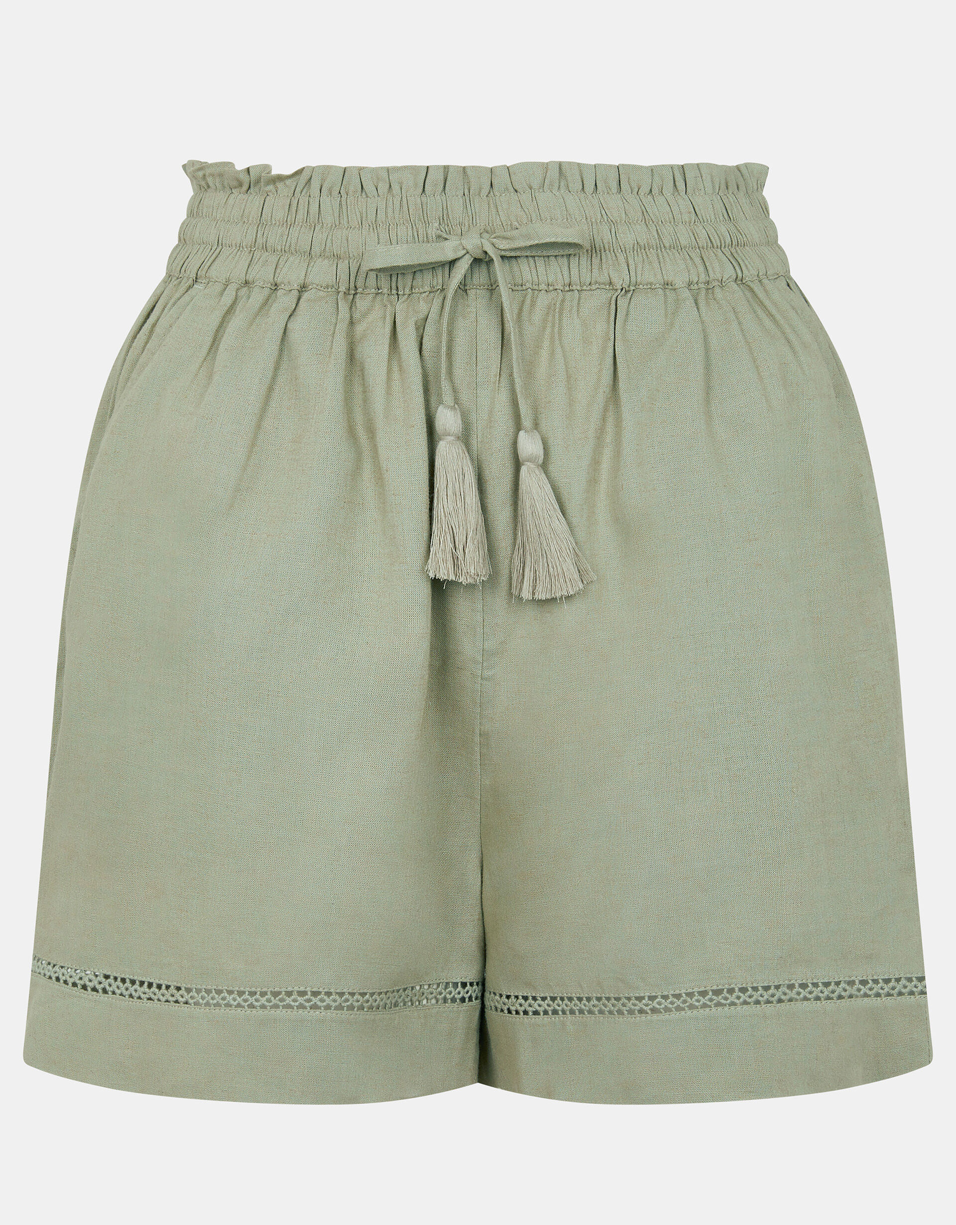 High Waist Beach Shorts, Green (KHAKI), large