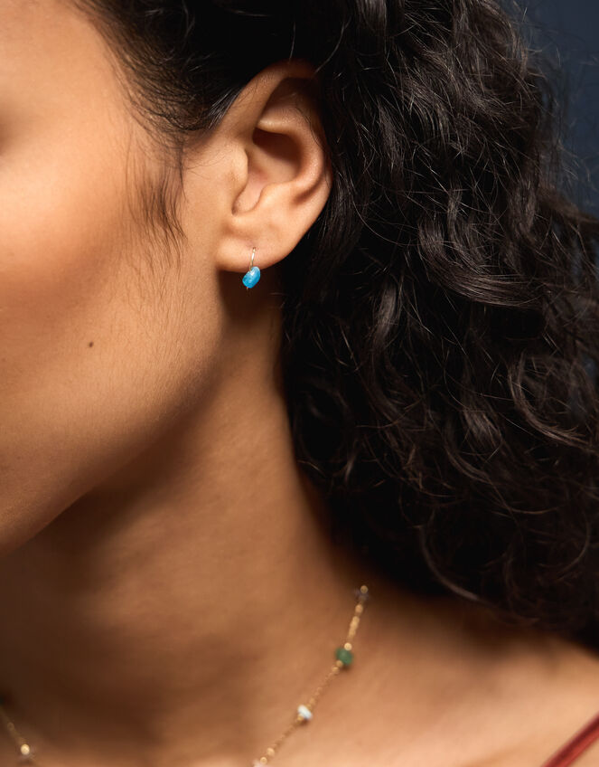 4-Pack 14ct Gold-Plated Semi-Precious Hoop Earrings, , large