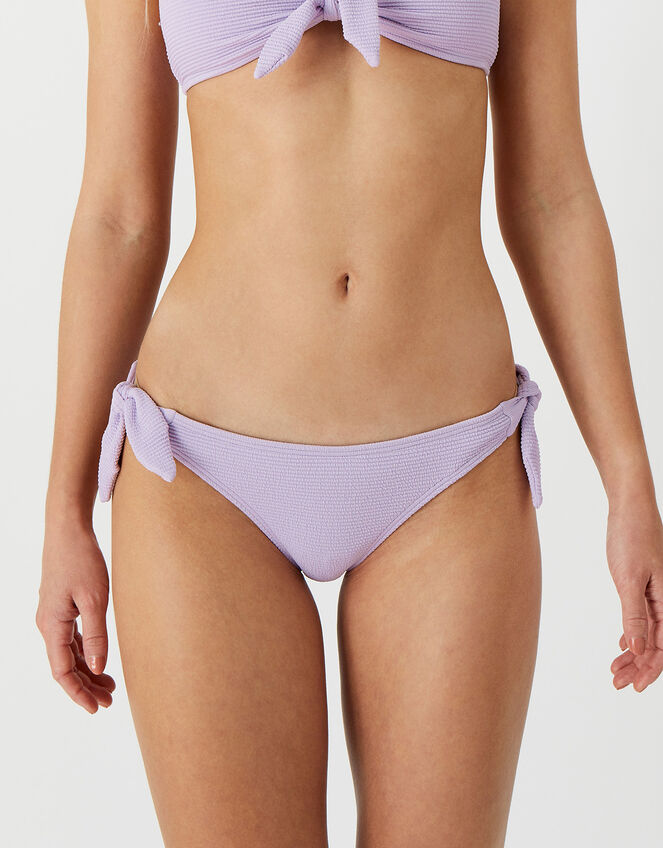 Crinkle Bunny Tie Bikini Briefs, Purple (LILAC), large
