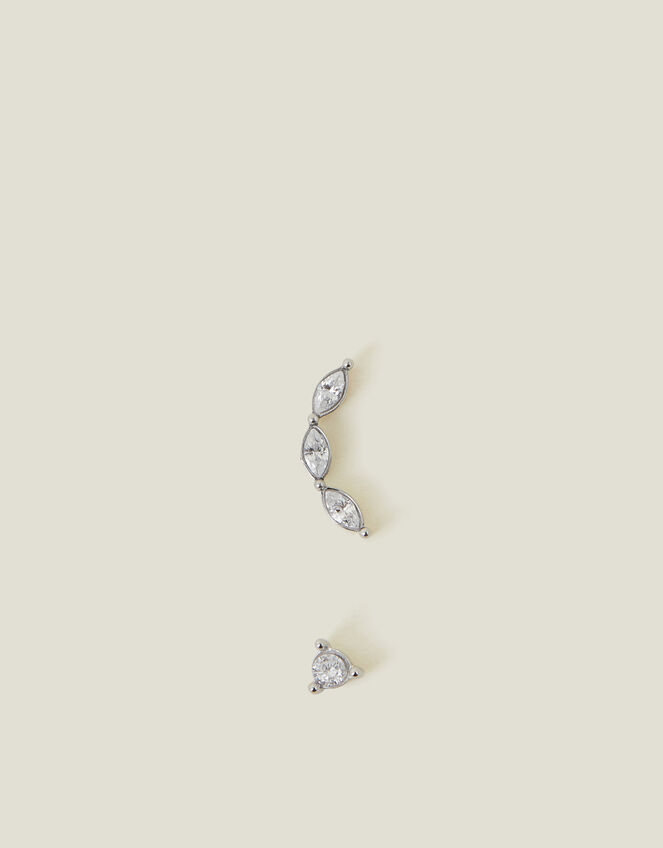 2-Pack Platinum-Plated Surgical Steel Diamante Flatback Stud Earrings, , large