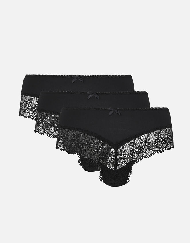 Wide Lace Trim Brazilian Multipack , Black (BLACK), large