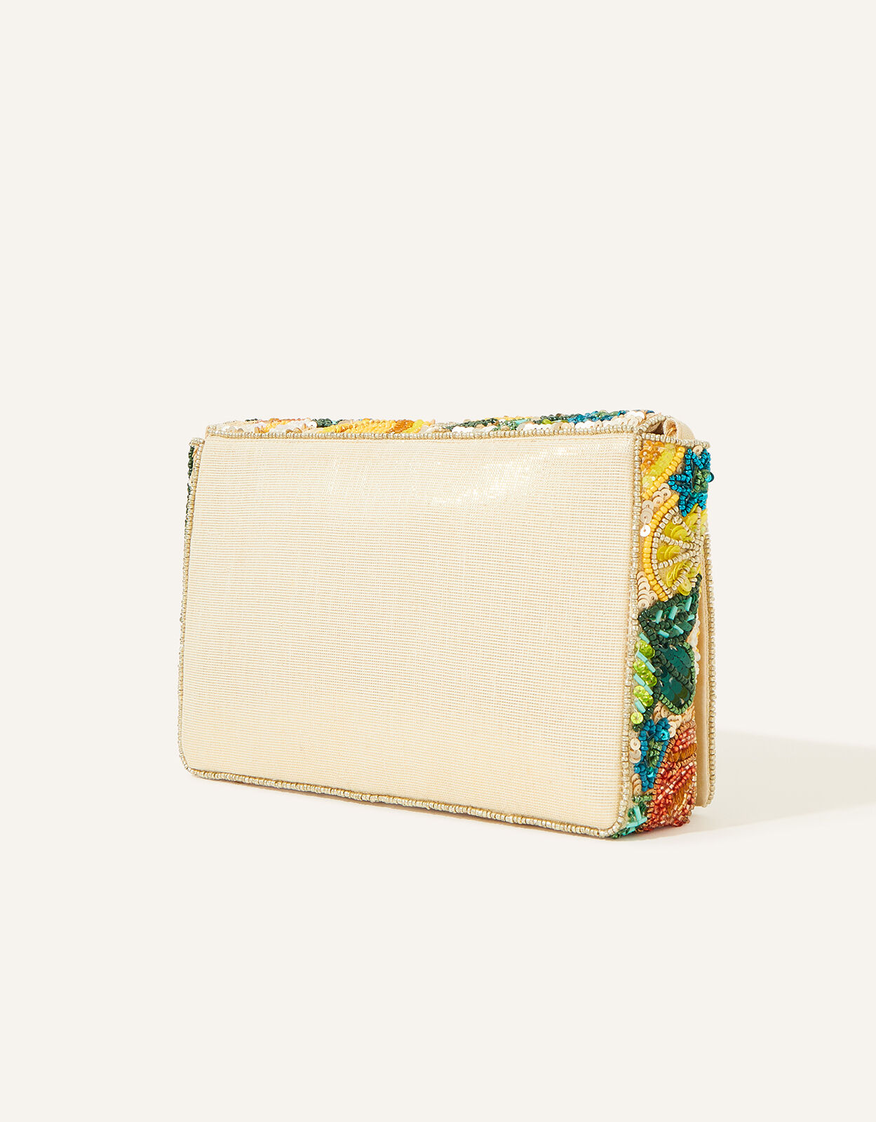 Orange and Lemon Embellished Beaded Clutch