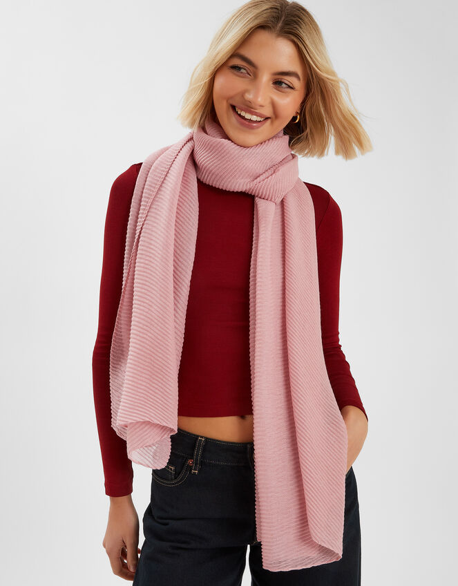 Lightweight Pleated Scarf, Pink (PINK), large