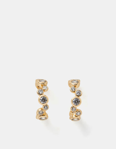 14ct Gold-Plated Cluster Hoop Earrings, , large