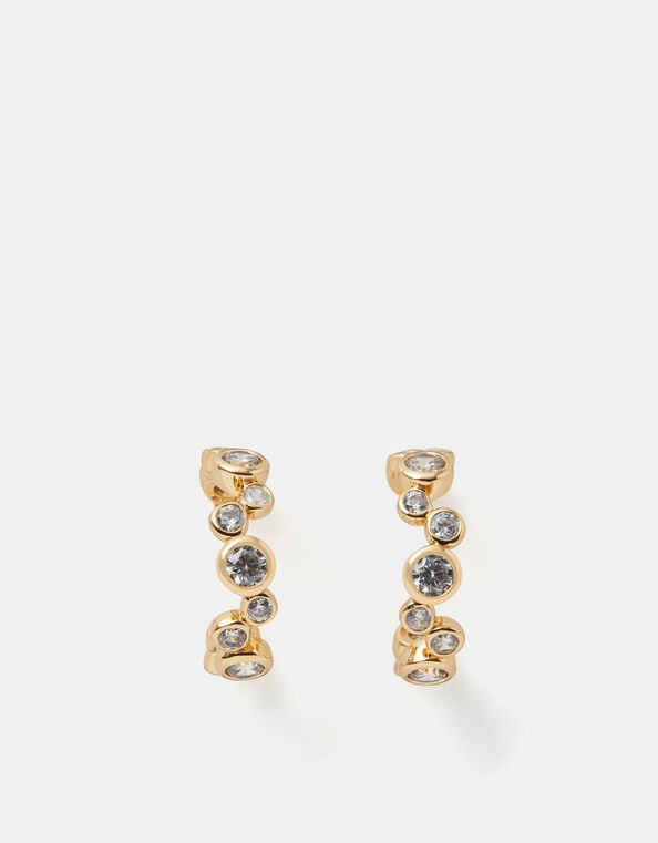 14ct Gold-Plated Cluster Hoop Earrings, , large