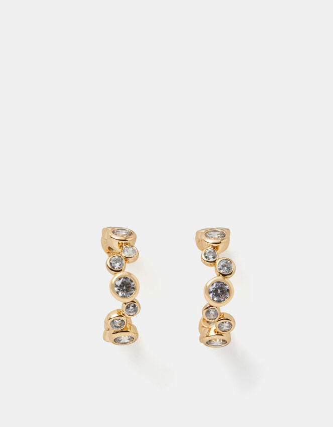 14ct Gold-Plated Cluster Hoop Earrings, , large