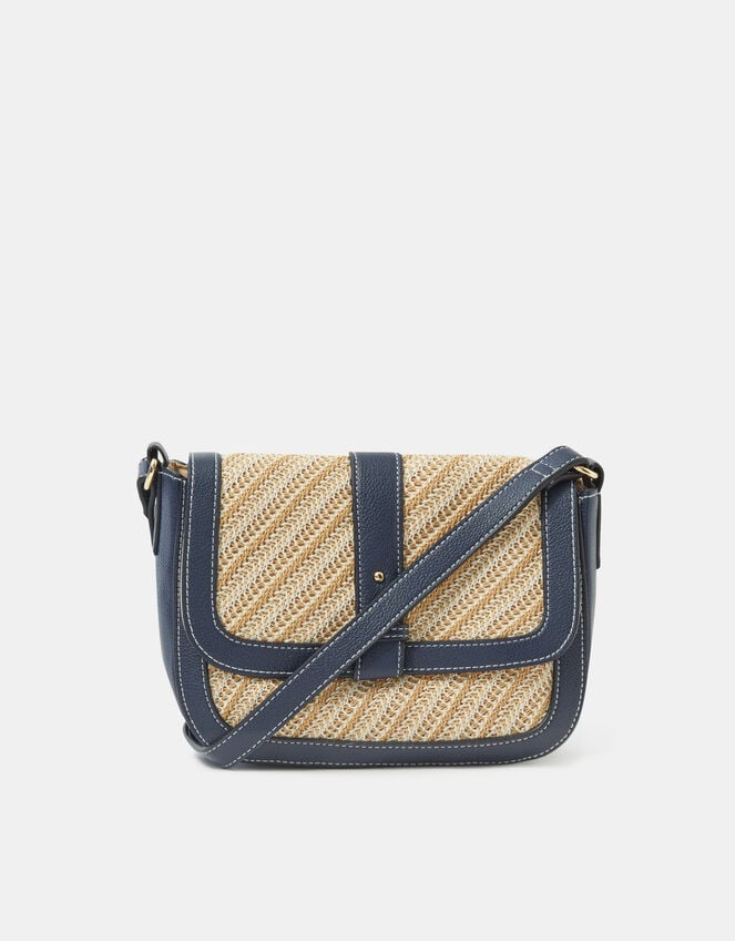 Woven Crossbody Bag, Blue (NAVY), large