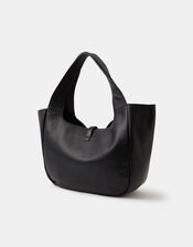 Buckle Tab Leather Shoulder Bag, , large