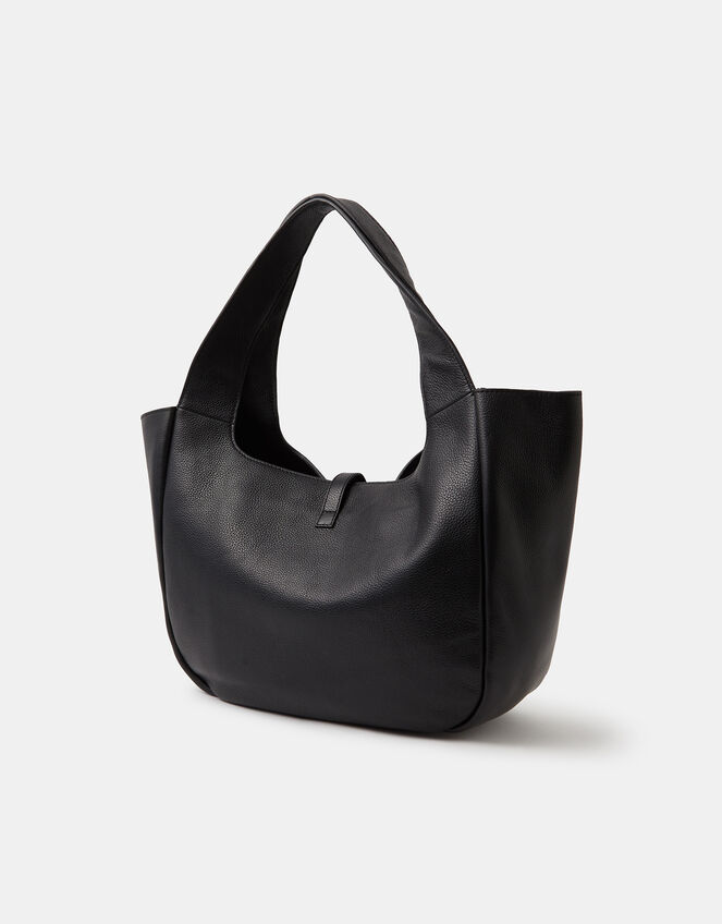 Buckle Tab Leather Shoulder Bag, , large
