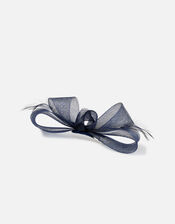 Light Feather Detail Bow Clip, Blue (NAVY), large