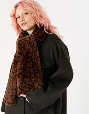 Leopard Luxe Faux Fur Scarf, , large