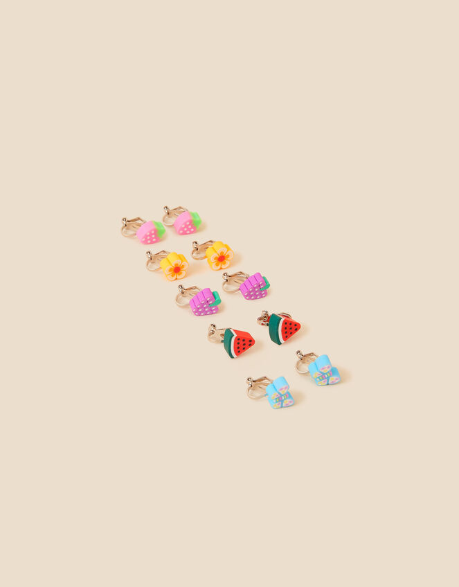 Girls Fruit Clip-On Earrings 5 Pack, , large